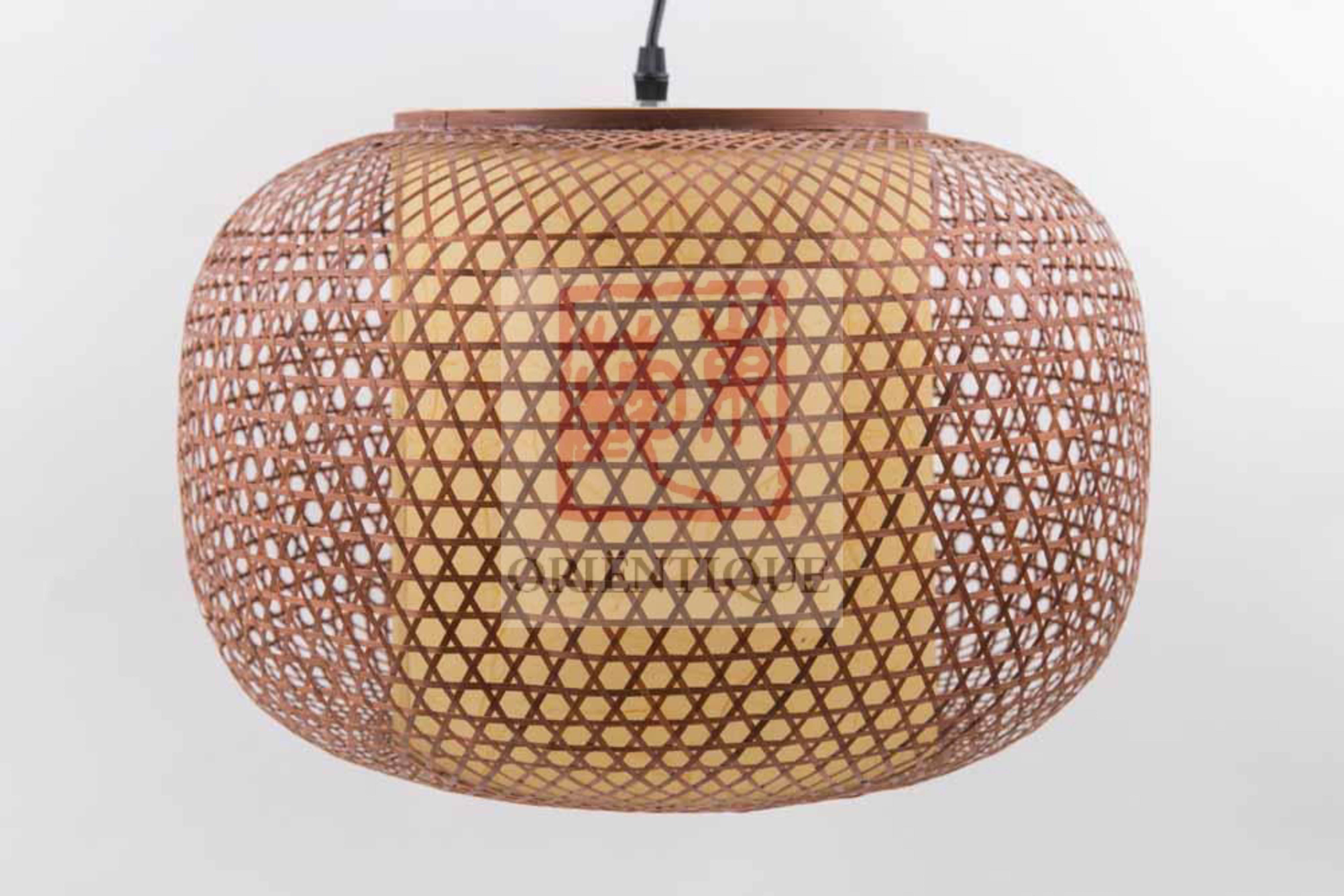 Japanese Ceiling Lighting Bamboo Hand Braided Flat